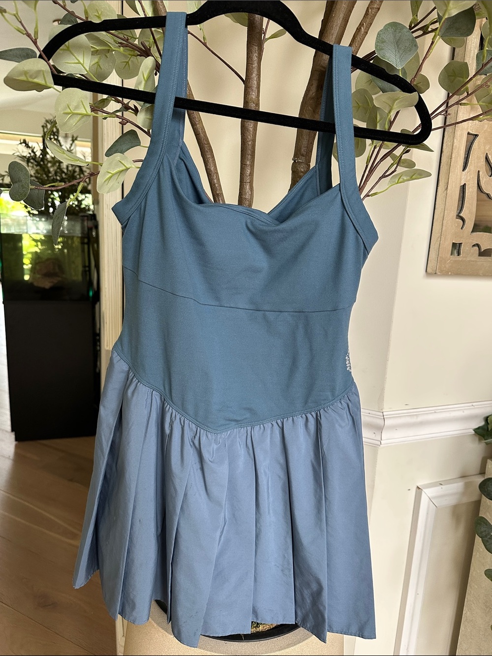 FP Movement by Free People Blue Tank Dress with Pleated Skirt